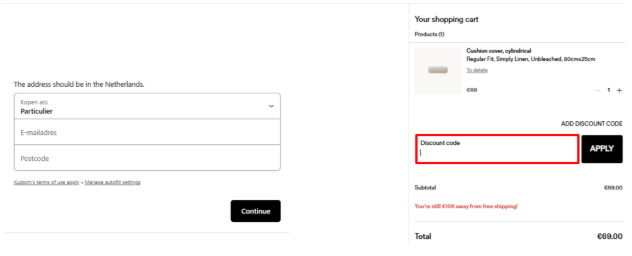 A box where you enter a Bemz promo code
