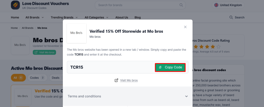 The page where you copy a Mo bros code