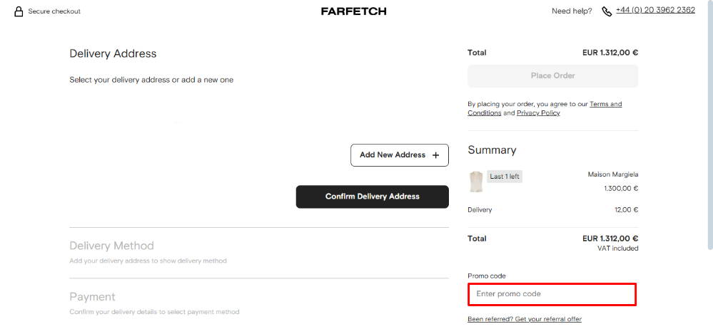 Enter your Farfetch discount code during the checkout process