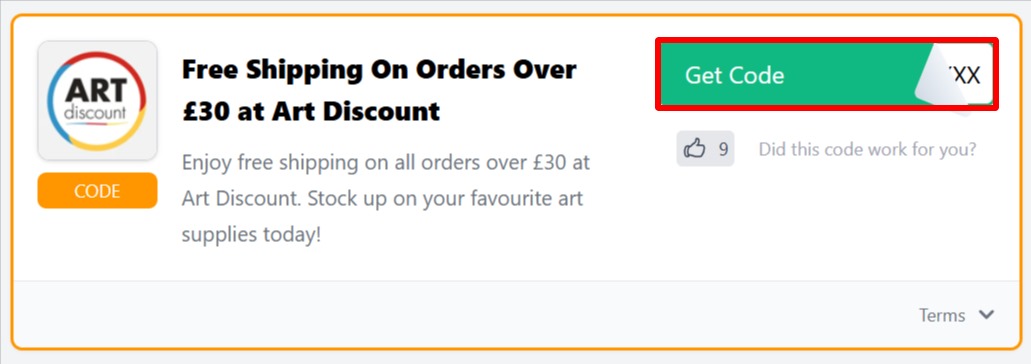 The Love Discount Vouchers page showing discount codes to use on your purchase