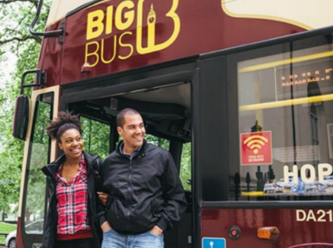 A couple using the Big Bus Tours to explore