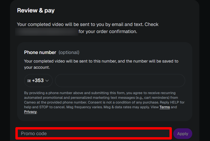 Paste your code in the red box to get a discount