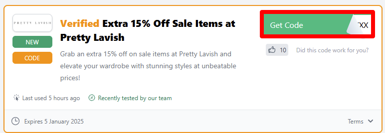 Reveal your discount code by clicking on 'Get Code'