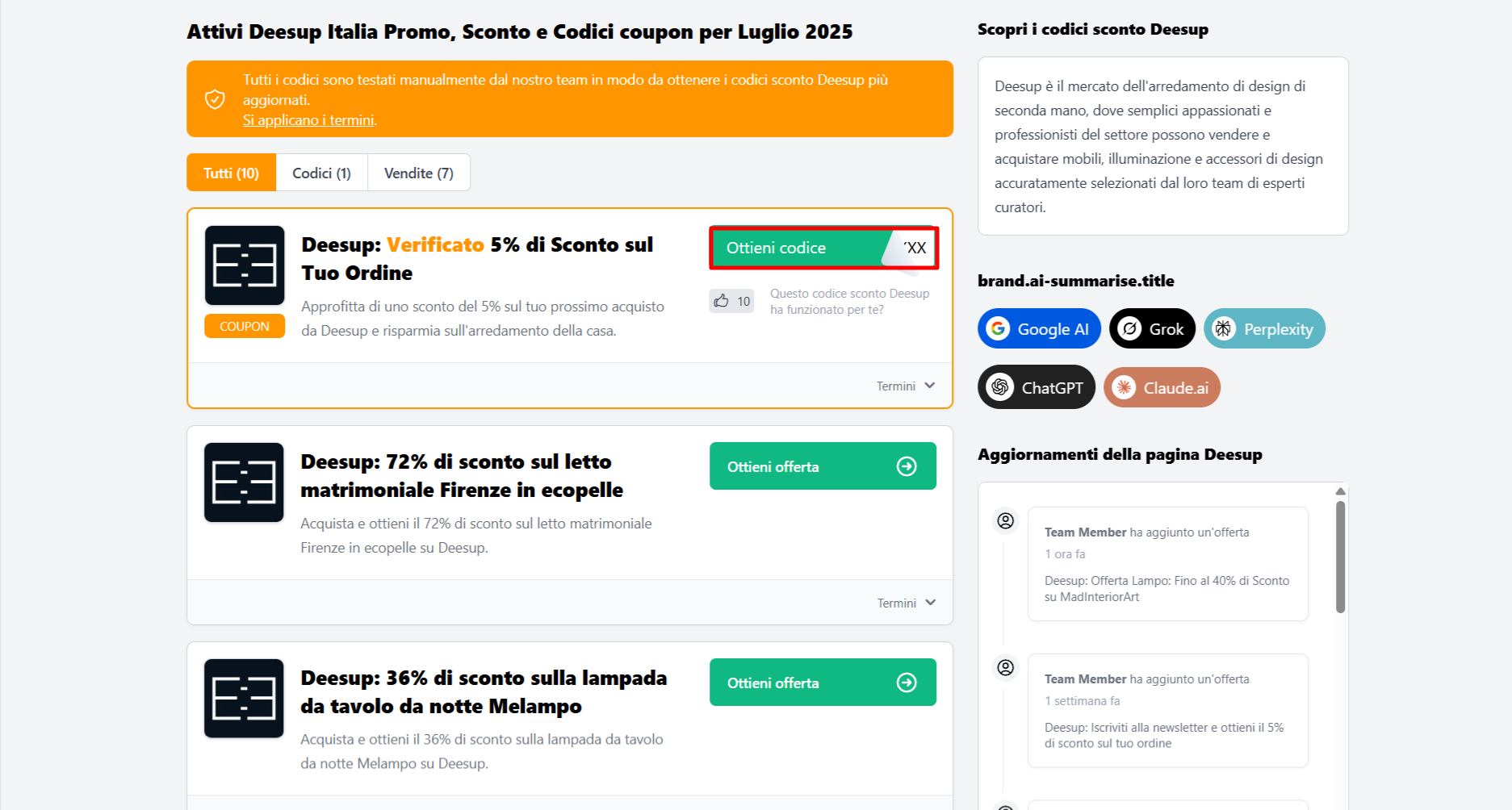 codice sconto Deesup da poter prelevare per risparmiare su vari prodotti del sito Deesup
