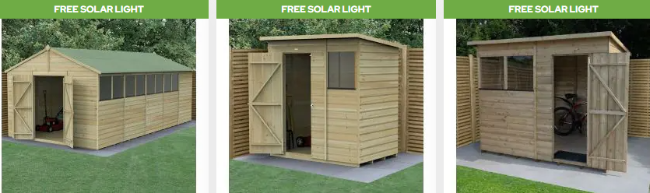 Buy Sheds Direct products in light brown colour and free solar light for sale