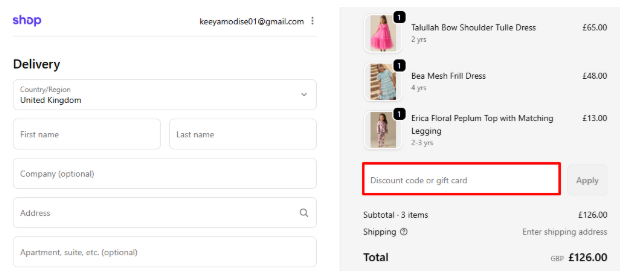 A box where you enter an Angel and Rocket promo code