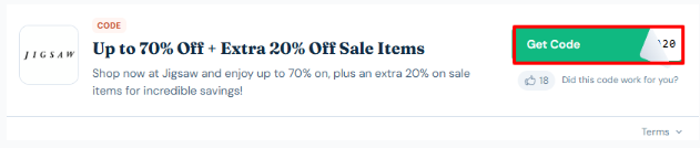 A box will show the Jigsaw voucher code to use on your purchase