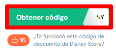 botón verde para obtener el cupón disney store