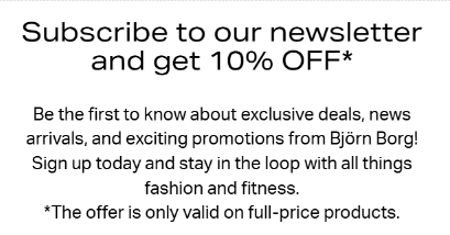 The Björn Borg newsletter signup page