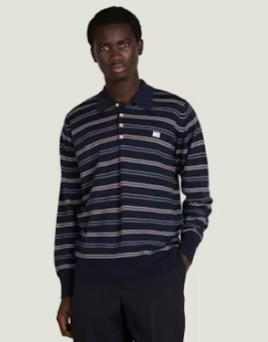 A midnight JOHN SMEDLEY and Beam-Wales Bonner collaboration polo shirt