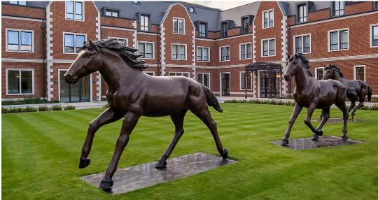 Horse statues outside a Fairmont Hotels & Resorts location in the UK