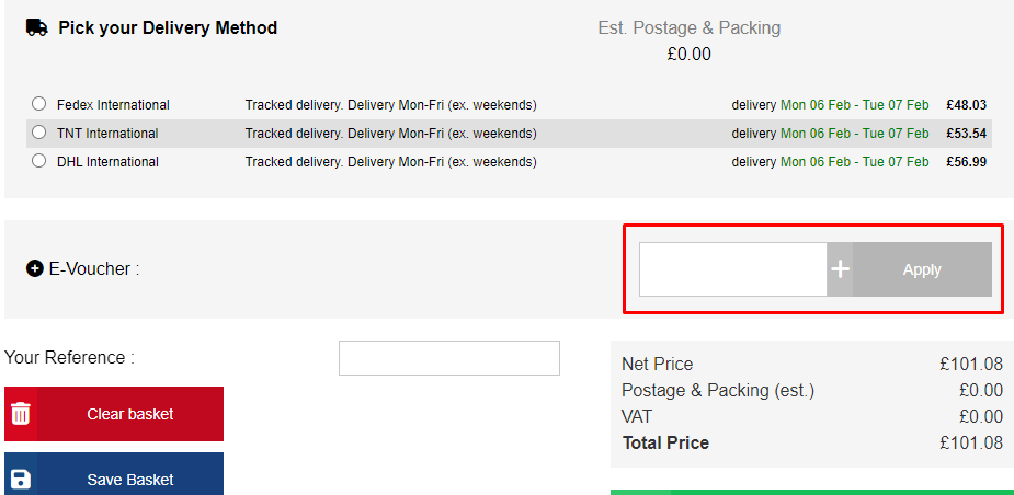The Cooksongold checkout page with where to paste the Cooksongold discount code in a red box.