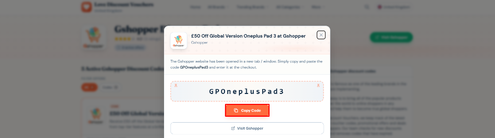 A Gshopper code on Love Discount Vouchers