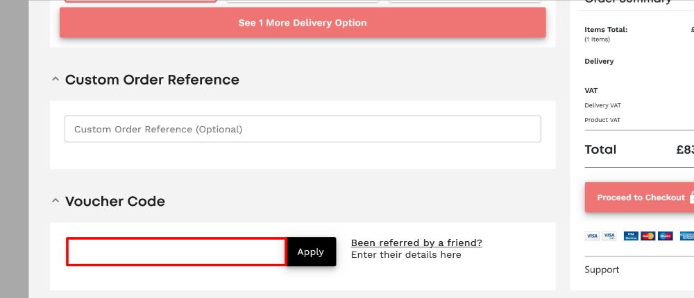 instantprint checkout page where a code is pasted and redeemed