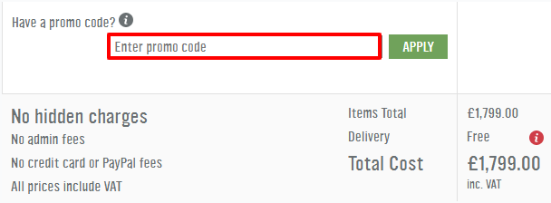 A box where you can add your Home Leisure Direct voucher code to redeem it