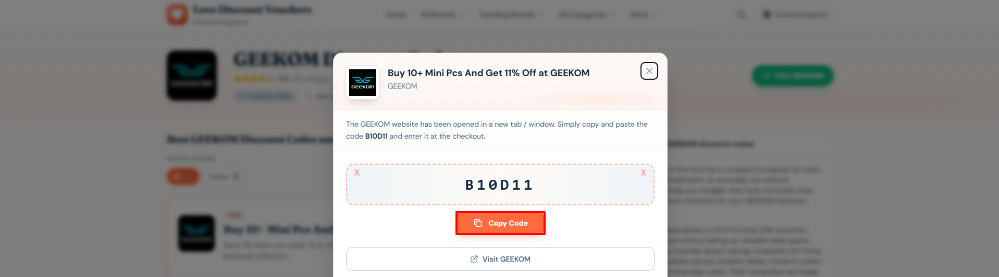 A GEEKOM code on Love Discount Vouchers