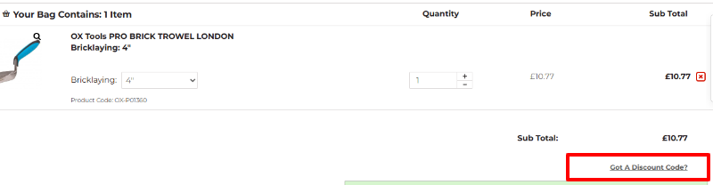 A box where you can add your Beatson's Direct discount code to redeem it