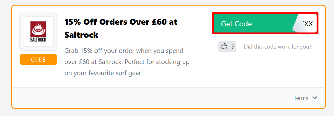 The Love Discount Vouchers page showing discount codes to use on your purchase