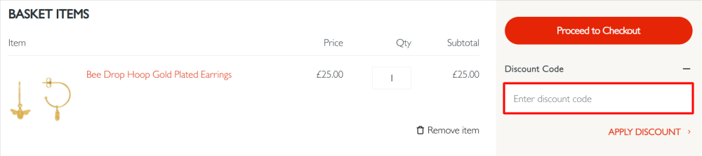The English Heritage Shop shopping basket page with where to paste the English Heritage Shop voucher code in a red box