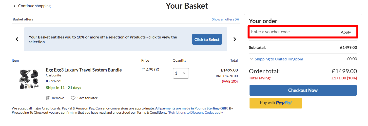 Paste your code and click on apply to redeem it
