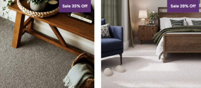 grey and white carpets with futnire on them from Carpets-Online