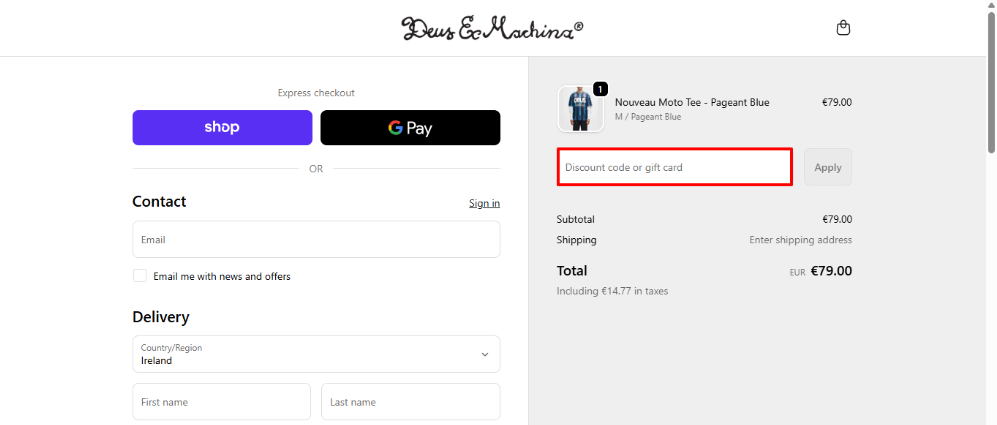 Paste your Deus Ex Machina promo code into the red box
