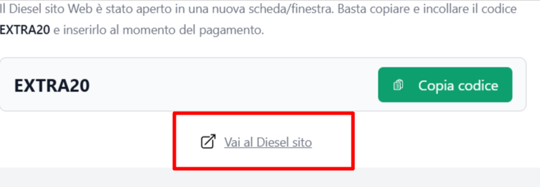 link di collegamento per andare al sito ufficiale Diesel dove inserire il coupon Diesel