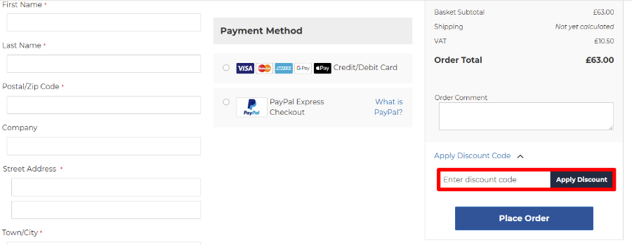 Paste your code in the red box to redeem your discount code