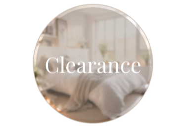 Clearance text on a bedroom background