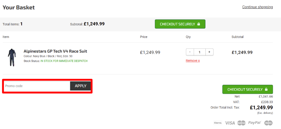 Paste your code in the voucher code box in red