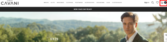 The House of Cavani website and the different shopping collections
