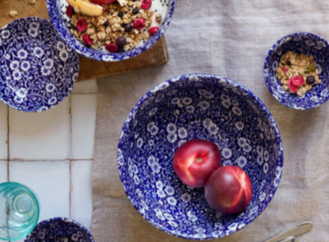 The Burleigh blue calico dinnerware