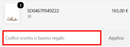 carrello del sito ufficiale Preludio dove poter inserire ed applicare un codice sconto Preludio