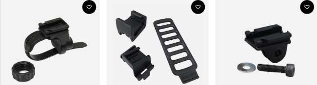 Three different the Cat Eye spare parts for bike lights