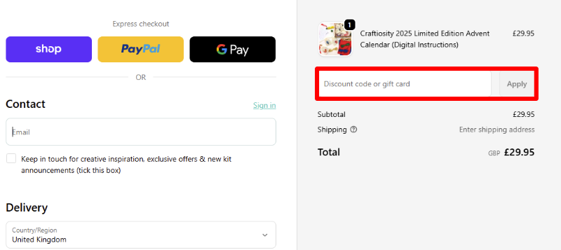 Paste your code to get your discount