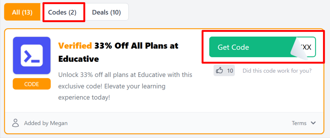 A Educative offer for customers to use to save money 