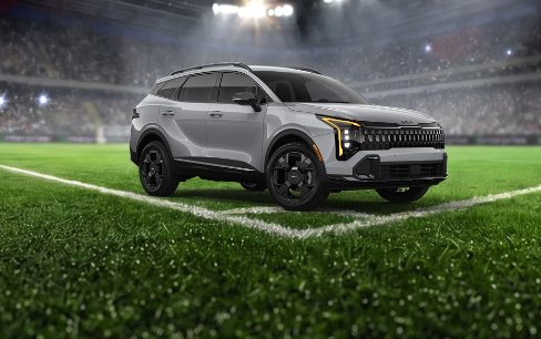 imagen de la web de enterprise de coche sobre campo de futbol verde