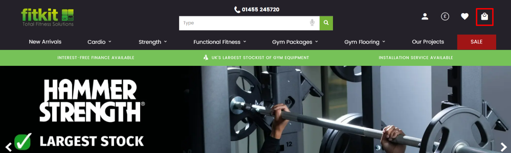 The FitKit website and different shopping categories