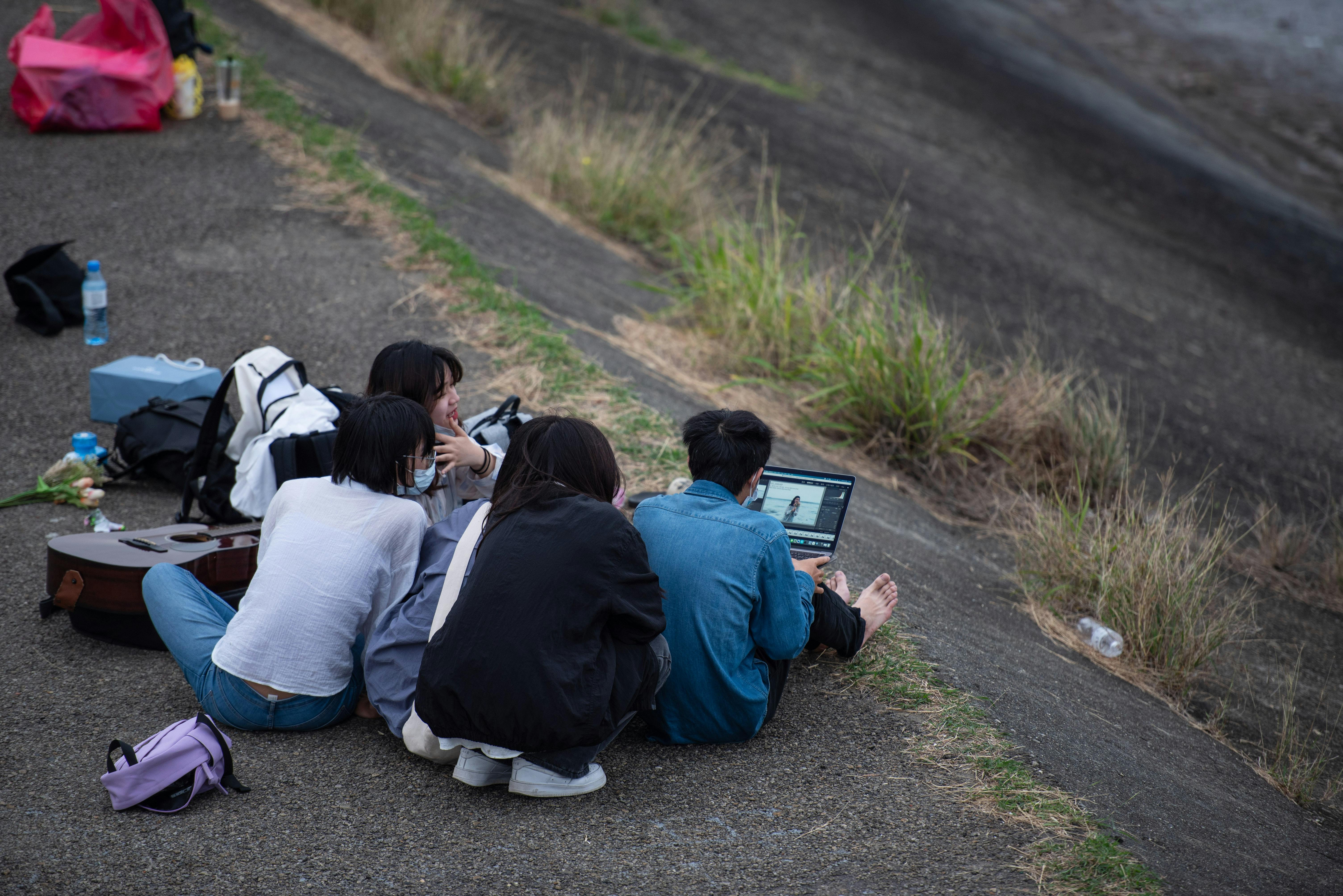 Students on a trip in the mountains