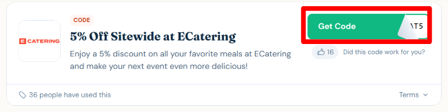ECatering 5% discount offer sitewide for all customers