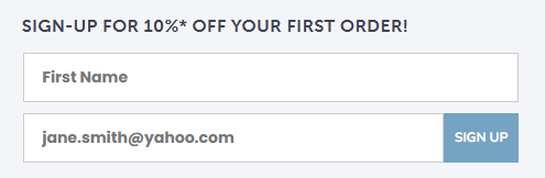 The Busy B newsletter sign up page from their website.