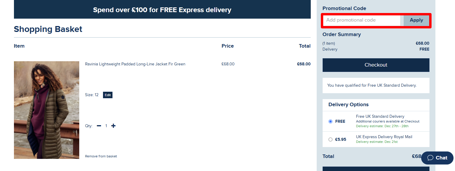 Add your promotional code and click on apply to redeem it
