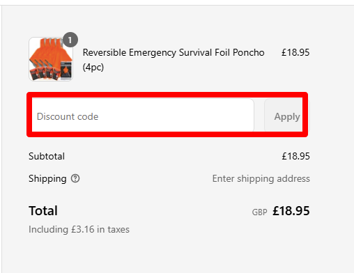 Paste your code in the red box to redeem your discount