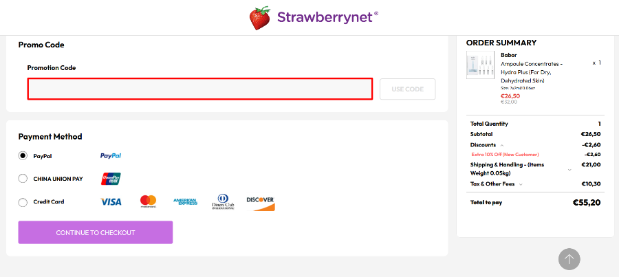 Apply your Strawberrynet discount code before you pay