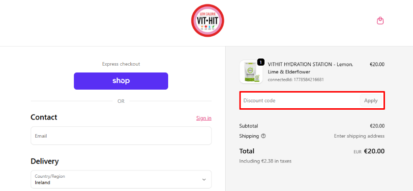 VITHIT promo code in the checkout where you can apply your code