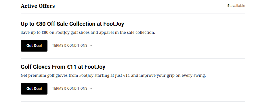 The current FootJoy discounts and deals available at Irish Times Discount Codes