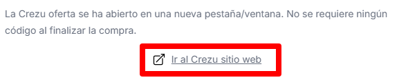 enlace para ir al sitio web de crezu desde love coupons