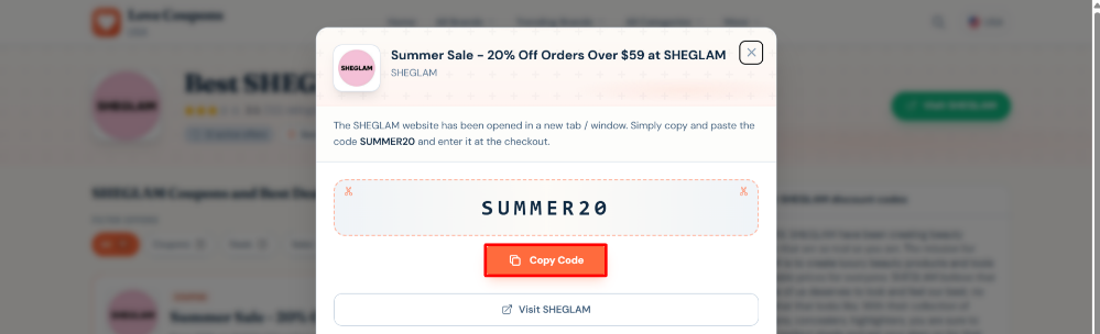 A SHEGLAM discount code on Love Coupons