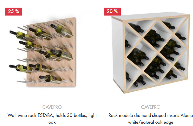 ofertas de botellero con 20% de descuento en su web