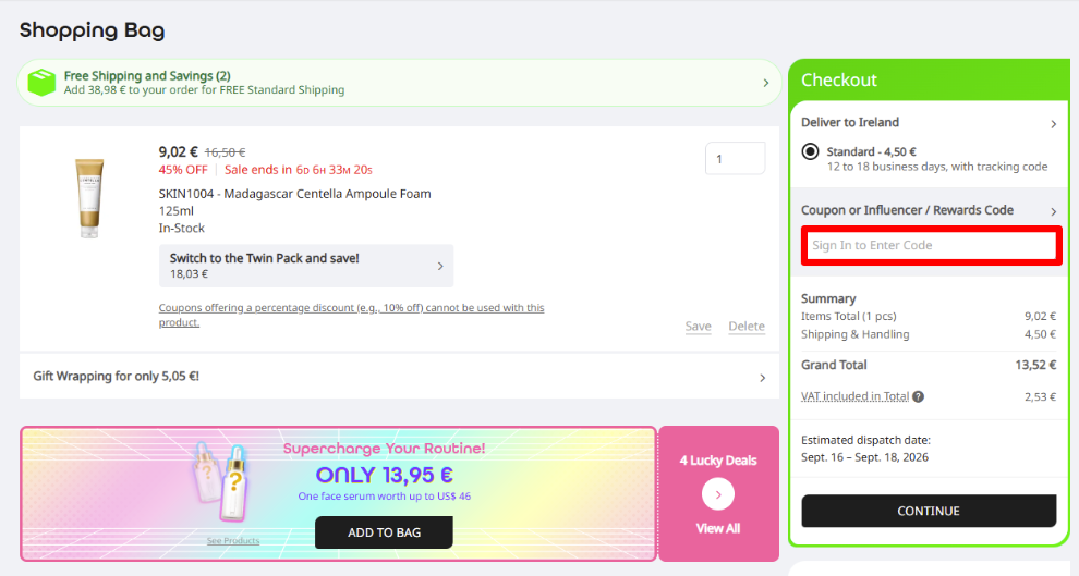 Paste your code in the red box to get a discounted total